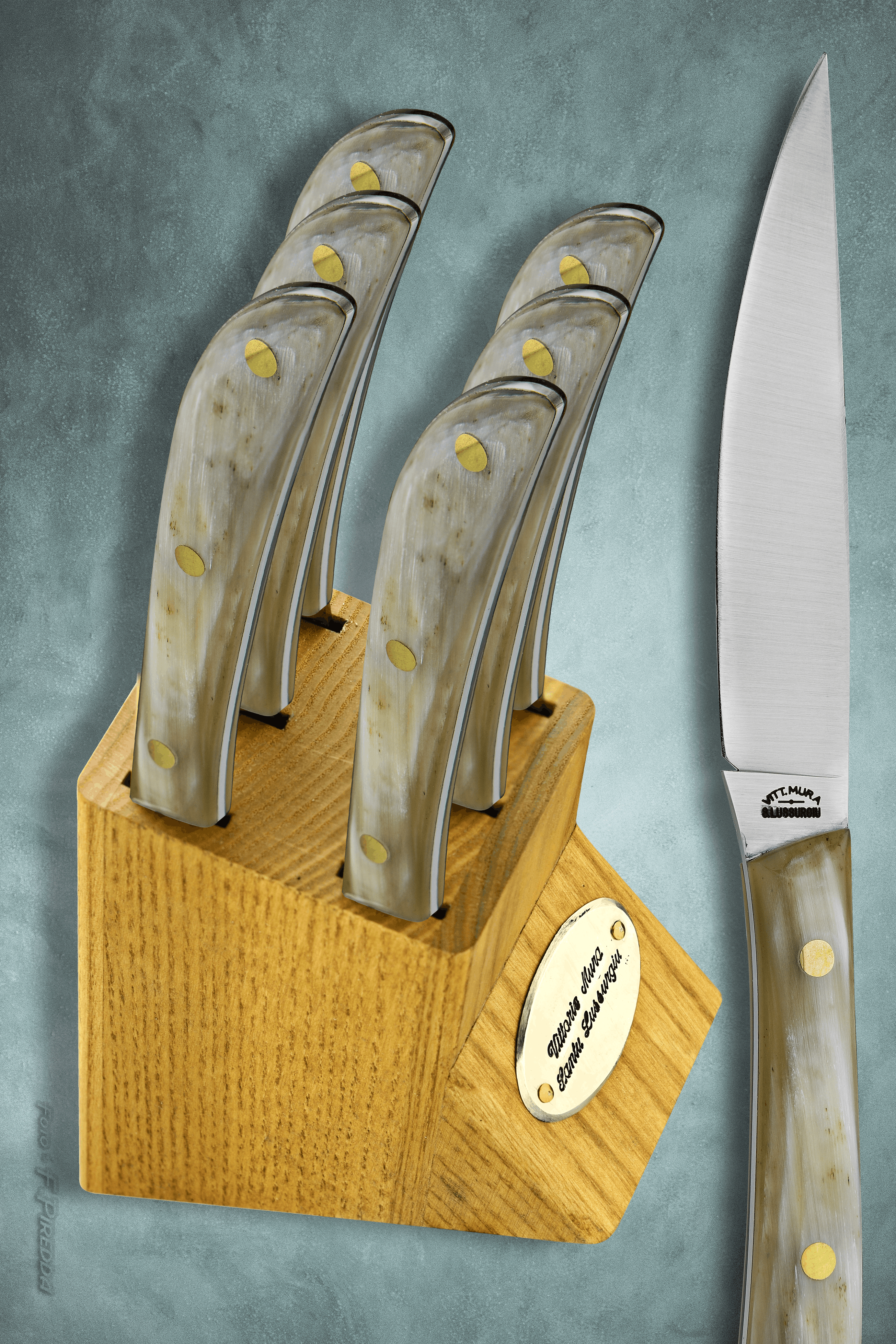 Ceppo 6 coltelli da tavola Bue